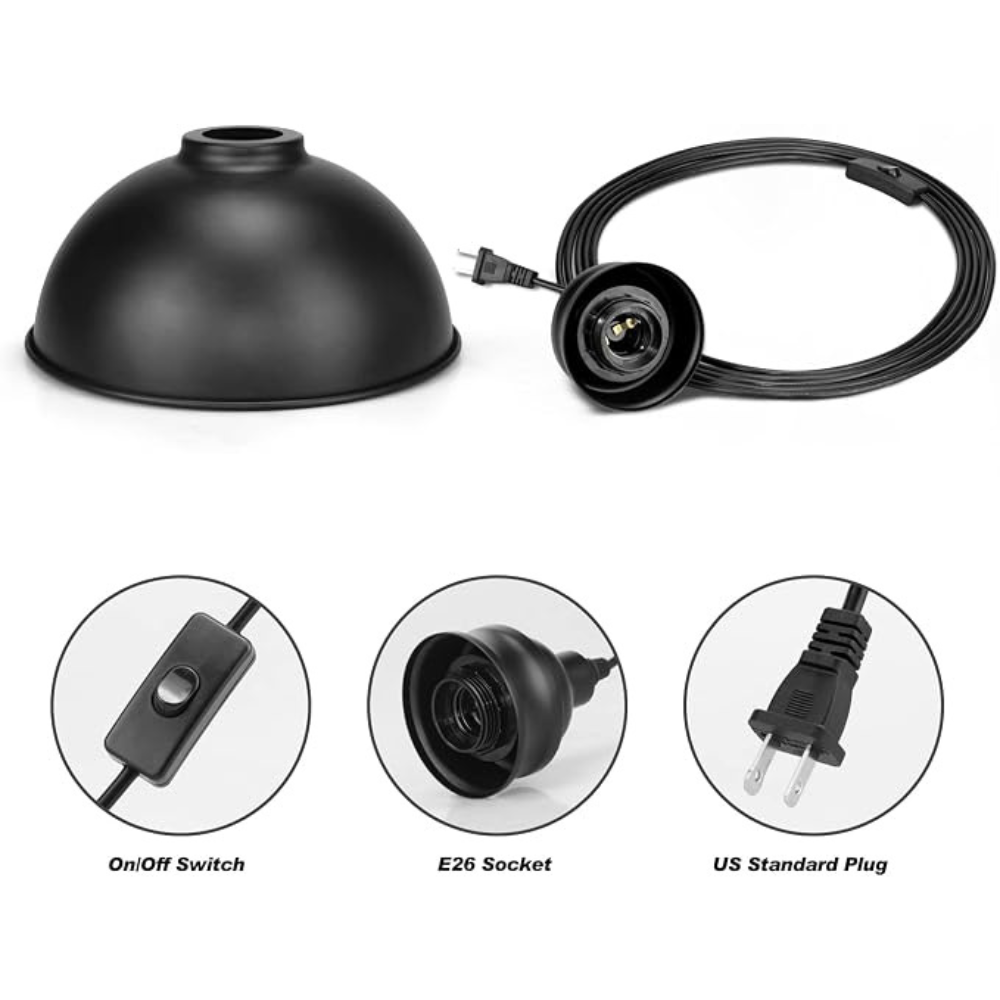 15FT Plug In Pendant Light with Hanging Cord and Switch