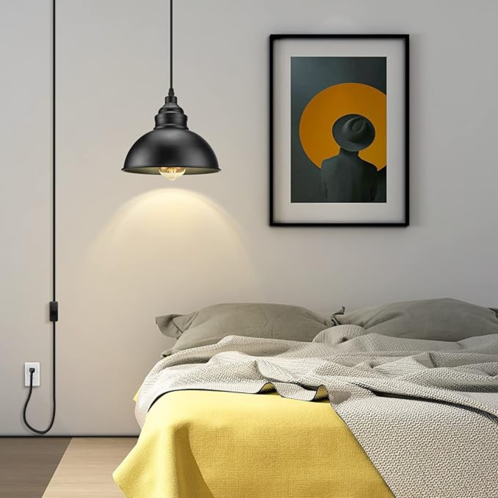 15FT Plug In Pendant Light with Hanging Cord and Switch