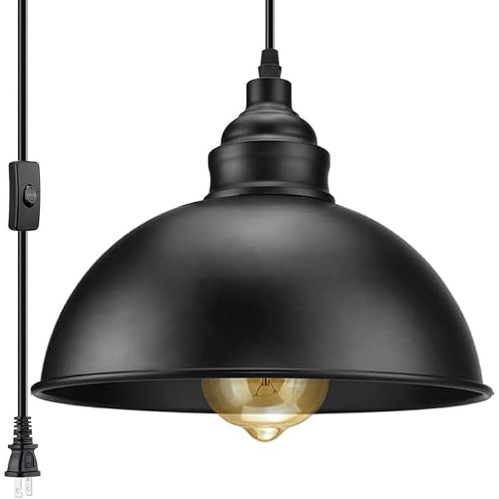 15FT Plug In Pendant Light with Hanging Cord and Switch
