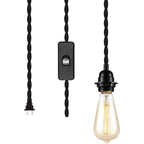 15ft Black Pendant Light Cord Kit with E26 Socket and Switch