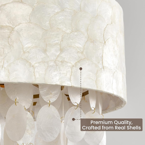 18 Inch White Capiz Shell Chandelier Pendant Light