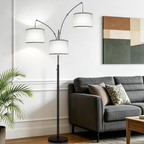 Black Arc Floor Lamp with 3 Lights and LED Bulbs