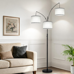 Black Arc Floor Lamp with 3 Lights and LED Bulbs
