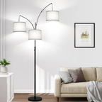 Black Arc Floor Lamp with 3 Lights and LED Bulbs