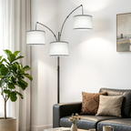 Black Arc Floor Lamp with 3 Lights and LED Bulbs