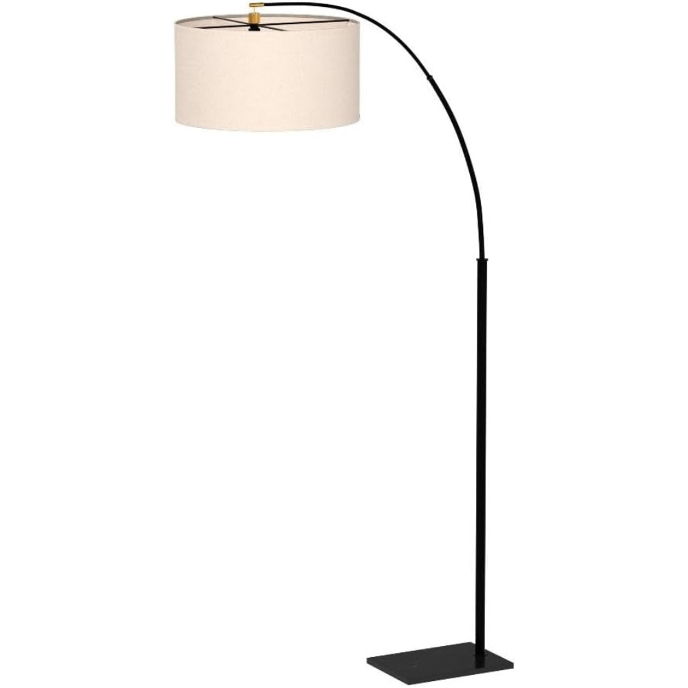Black Arc Floor Lamp with Hanging Light for Living Room and Bedroom