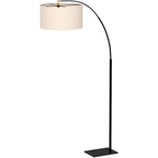 Black Arc Floor Lamp with Hanging Light for Living Room and Bedroom
