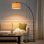 Black Arc Floor Lamp with Hanging Light for Living Room and Bedroom