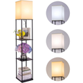 Black Floor Lamp with Shelves and 3 Color Temperature LED Light