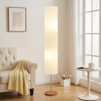 Floor Lamp with Wooden Base and Adjustable LED Light