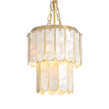 Gold Capiz Shell Chandelier with Natural Seashell Shade