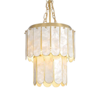 Gold Capiz Shell Chandelier with Natural Seashell Shade