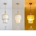 Gold Capiz Shell Chandelier with Natural Seashell Shade