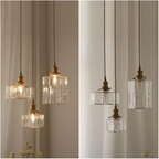 Square Glass Pendant Light for Kitchen and Dining Room