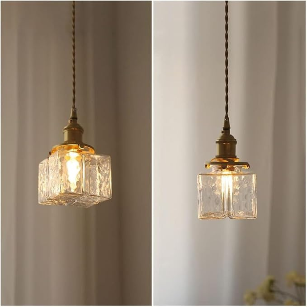 Square Glass Pendant Light for Kitchen and Dining Room