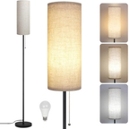 Modern Floor Lamp with Beige Shade and LED Bulb Included