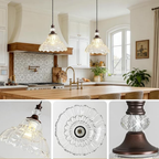 Vintage Chandelier with Flower Glass Shade and Bronze Finish