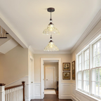 Vintage Chandelier with Flower Glass Shade and Bronze Finish
