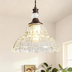 Vintage Chandelier with Flower Glass Shade and Bronze Finish