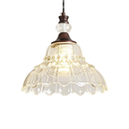 Vintage Chandelier with Flower Glass Shade and Bronze Finish