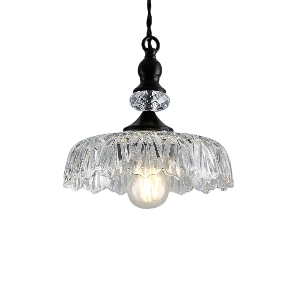 Vintage Glass Pendant Light with Adjustable Hanging Cord