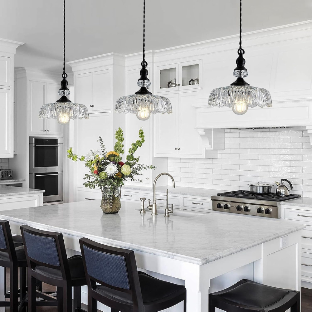 Vintage Glass Pendant Light with Adjustable Hanging Cord