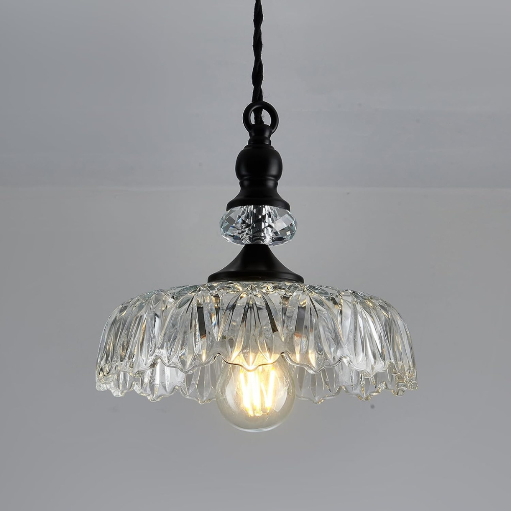Vintage Glass Pendant Light with Adjustable Hanging Cord